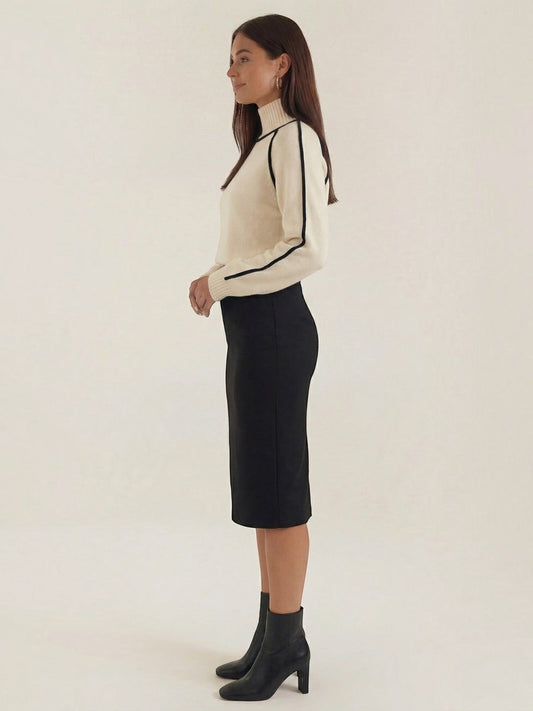 Rachel Contrast Stripe Cropped Turtleneck Sweater