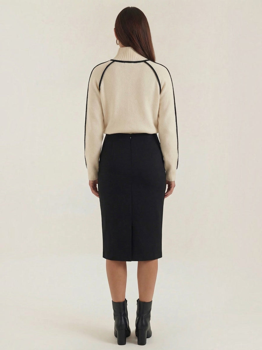 Rachel Contrast Stripe Cropped Turtleneck Sweater
