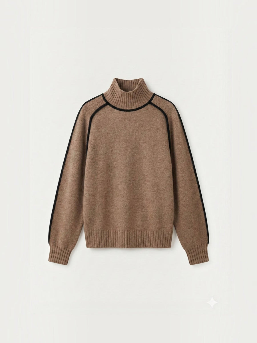 Rachel Contrast Stripe Cropped Turtleneck Sweater