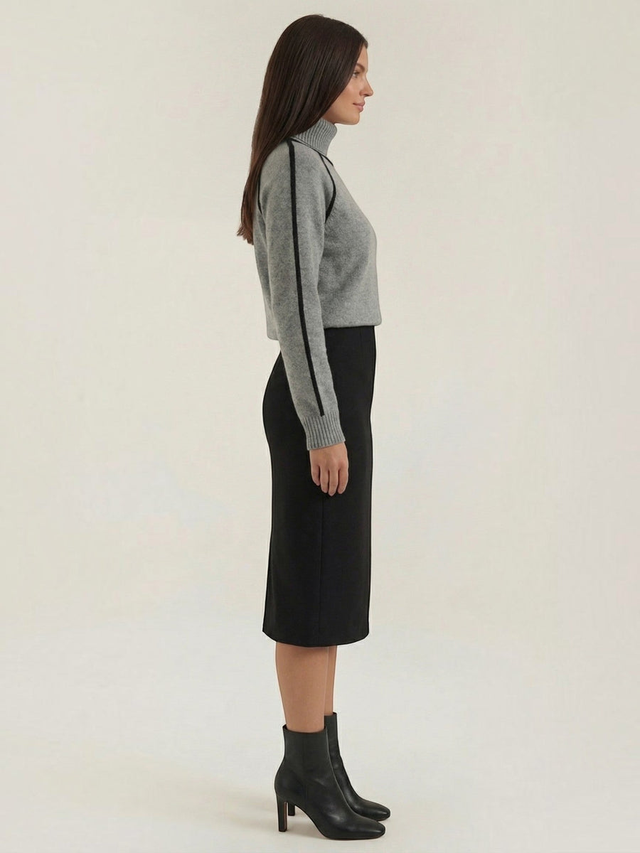 Rachel Contrast Stripe Cropped Turtleneck Sweater