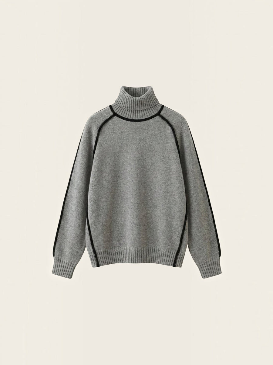 Rachel Contrast Stripe Cropped Turtleneck Sweater