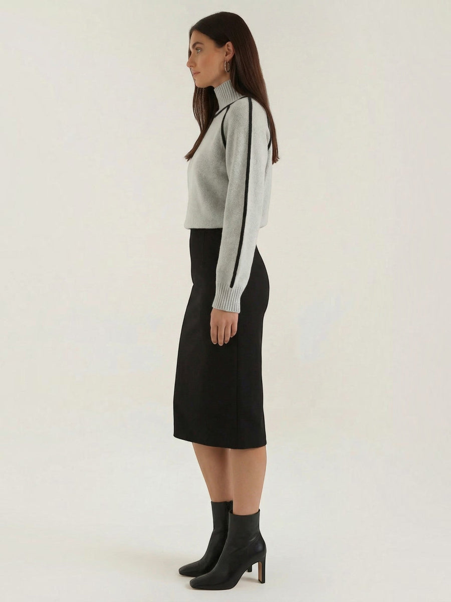 Rachel Contrast Stripe Cropped Turtleneck Sweater