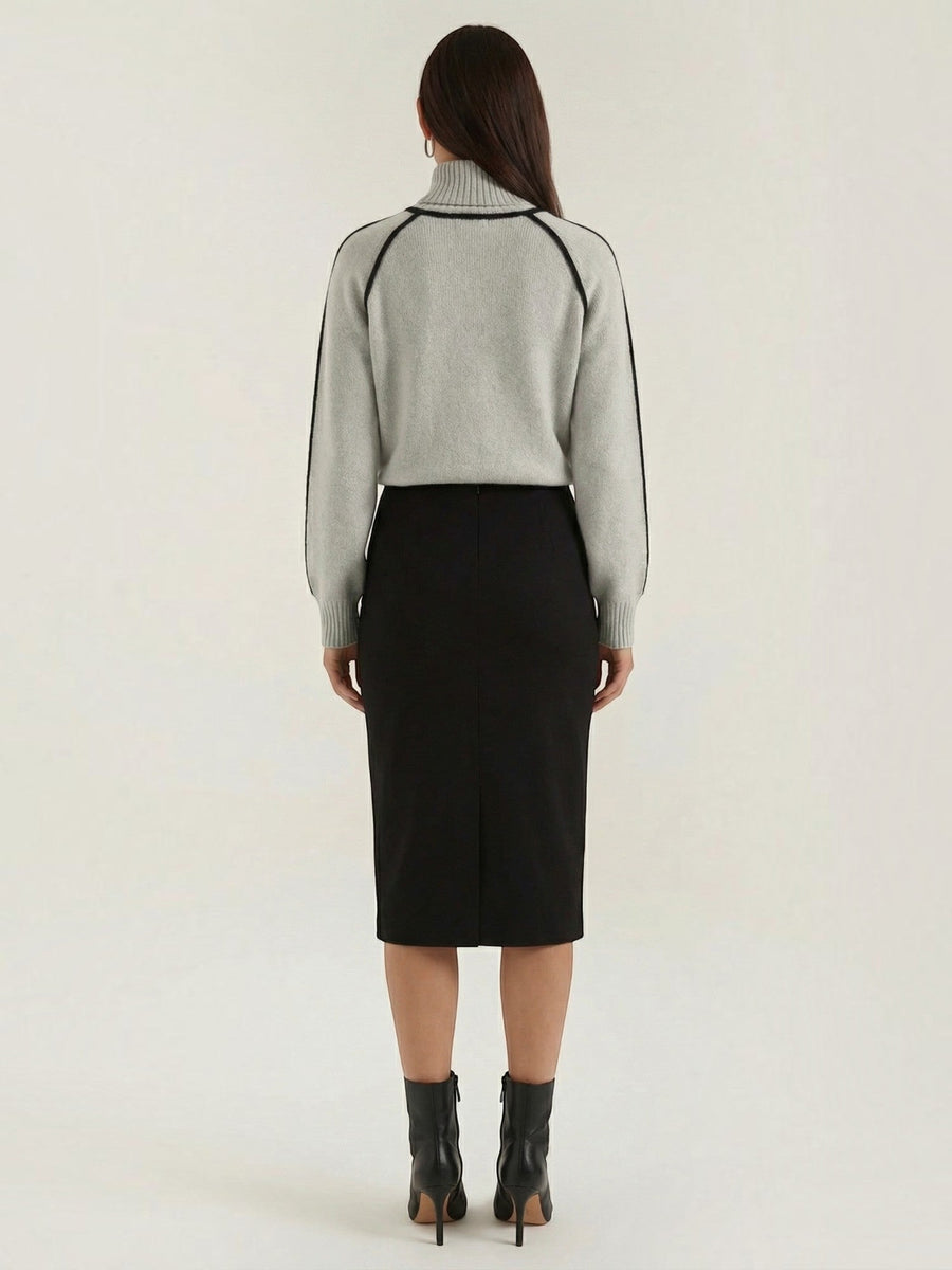 Rachel Contrast Stripe Cropped Turtleneck Sweater