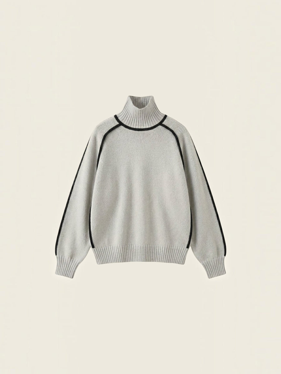 Rachel Contrast Stripe Cropped Turtleneck Sweater
