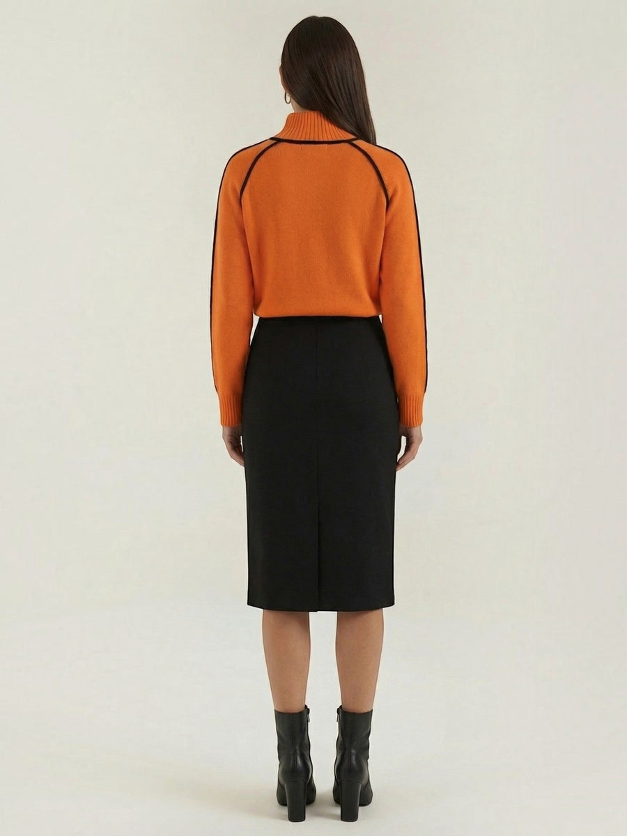 Rachel Contrast Stripe Cropped Turtleneck Sweater