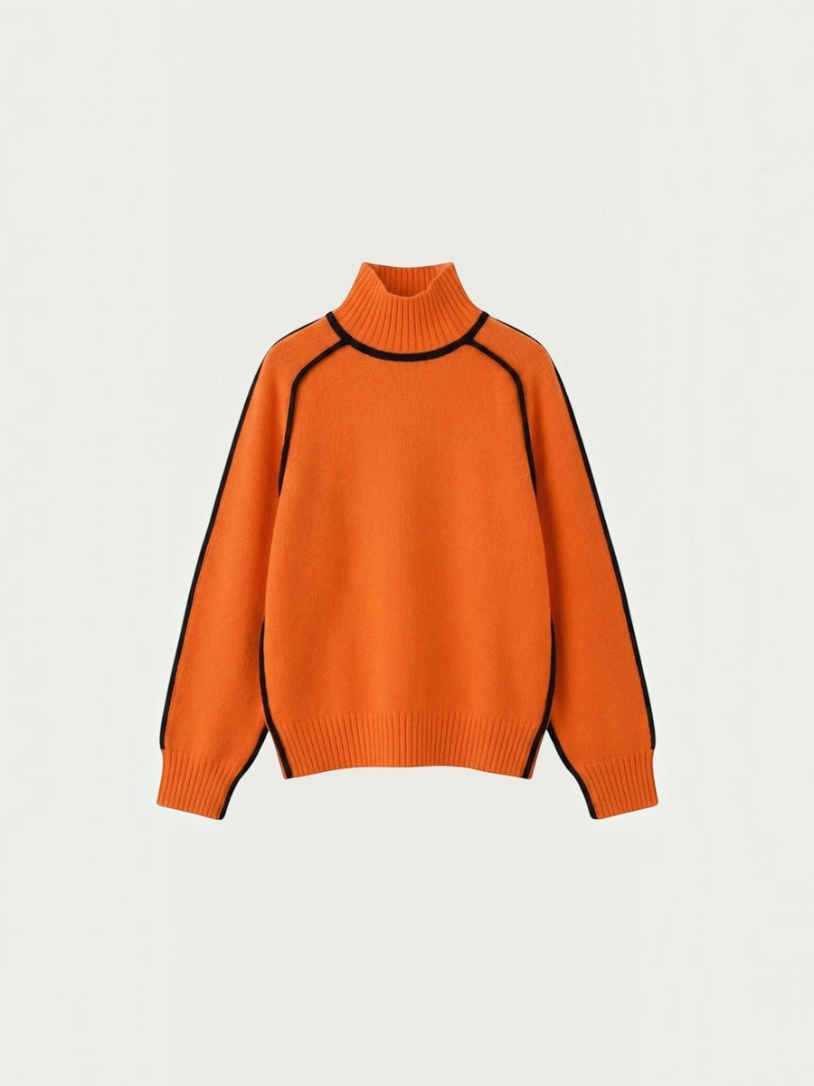 Rachel Contrast Stripe Cropped Turtleneck Sweater