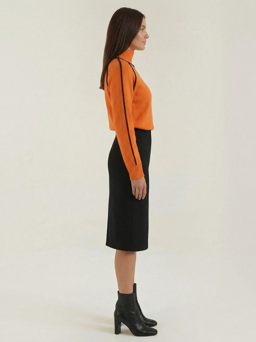 Rachel Contrast Stripe Cropped Turtleneck Sweater