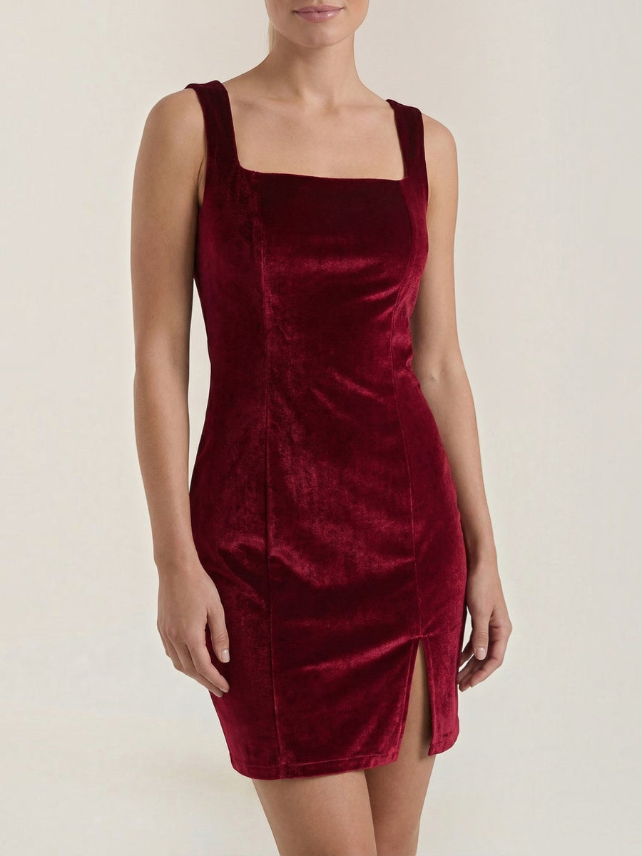 Rachelle Velvet Square Neck Bodycon Mini Dress