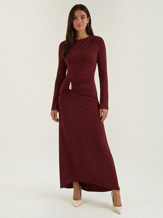 Renee Long Sleeve Ruched Bodycon Maxi Dress