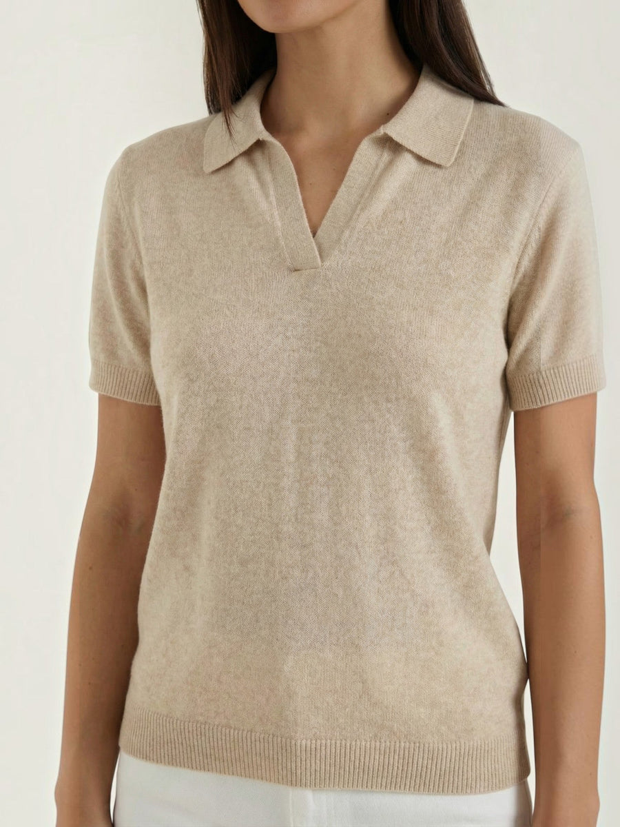 Rita Short Sleeve Knit Polo Top
