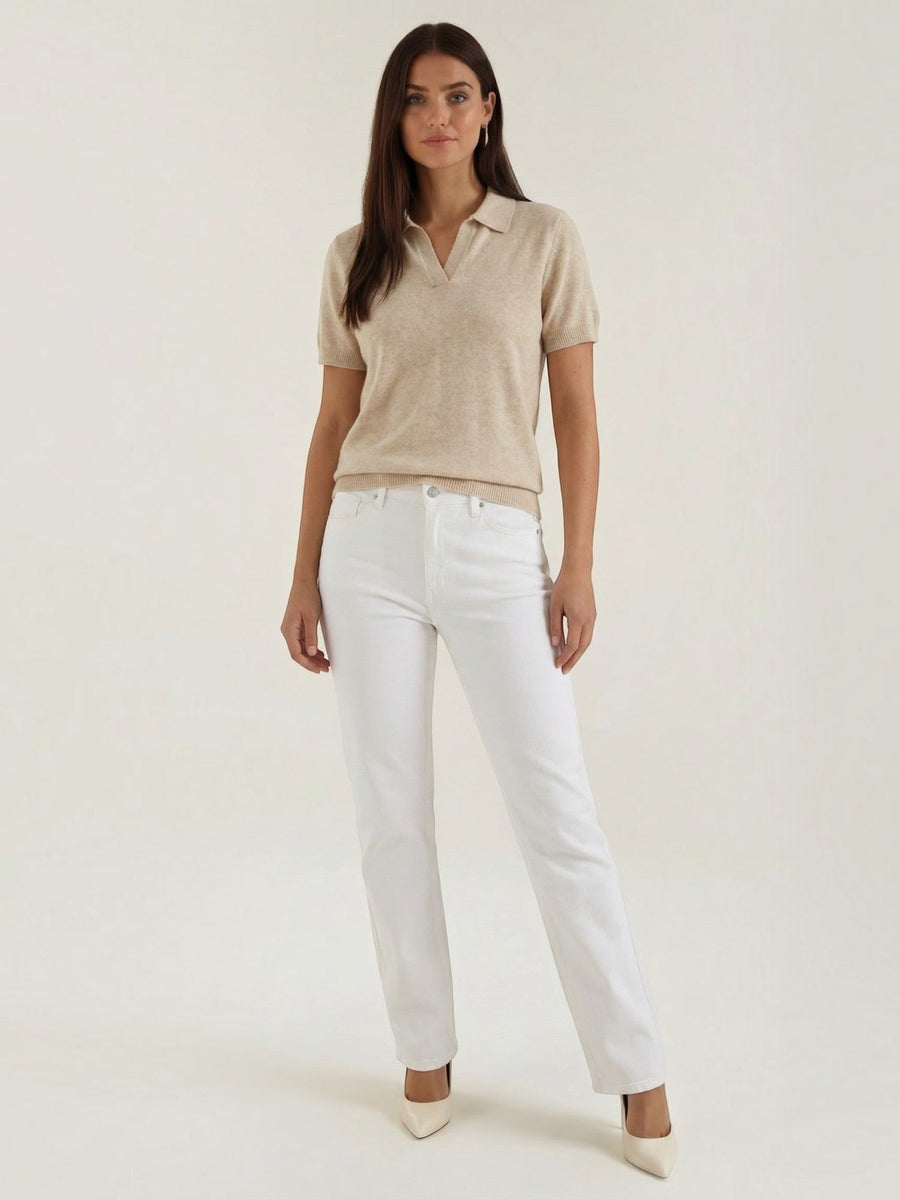 Rita Short Sleeve Knit Polo Top
