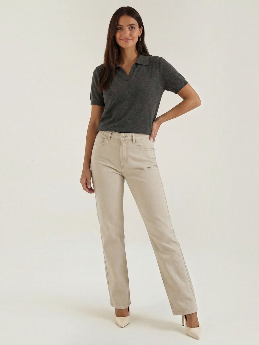 Rita Short Sleeve Knit Polo Top