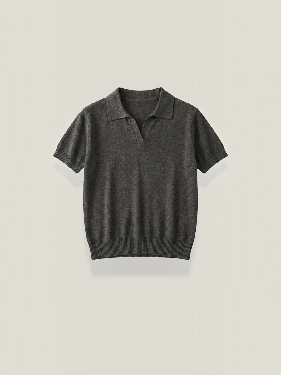 Rita Short Sleeve Knit Polo Top