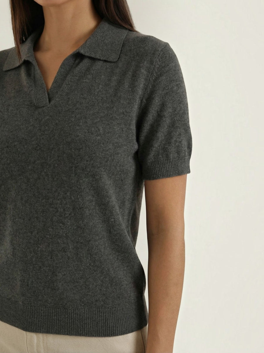 Rita Short Sleeve Knit Polo Top