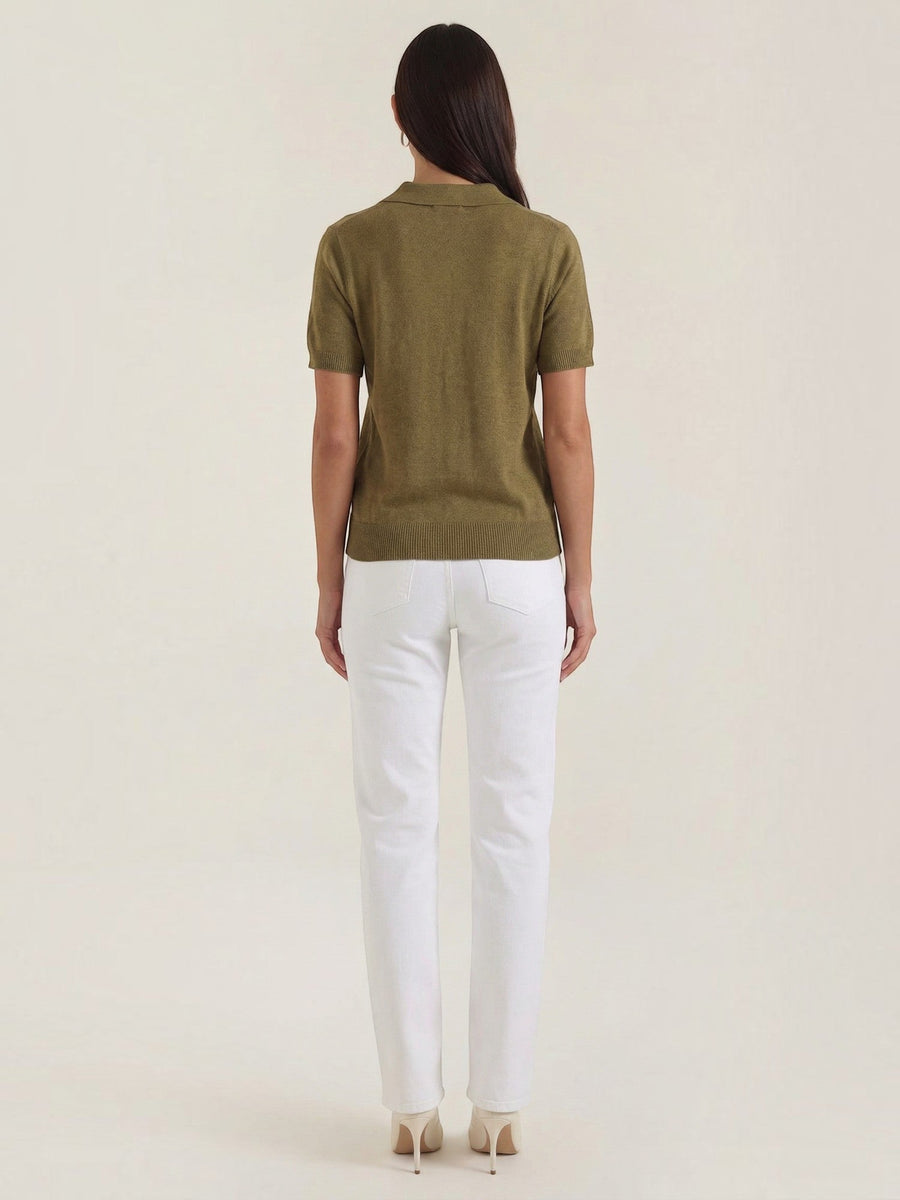 Rita Short Sleeve Knit Polo Top
