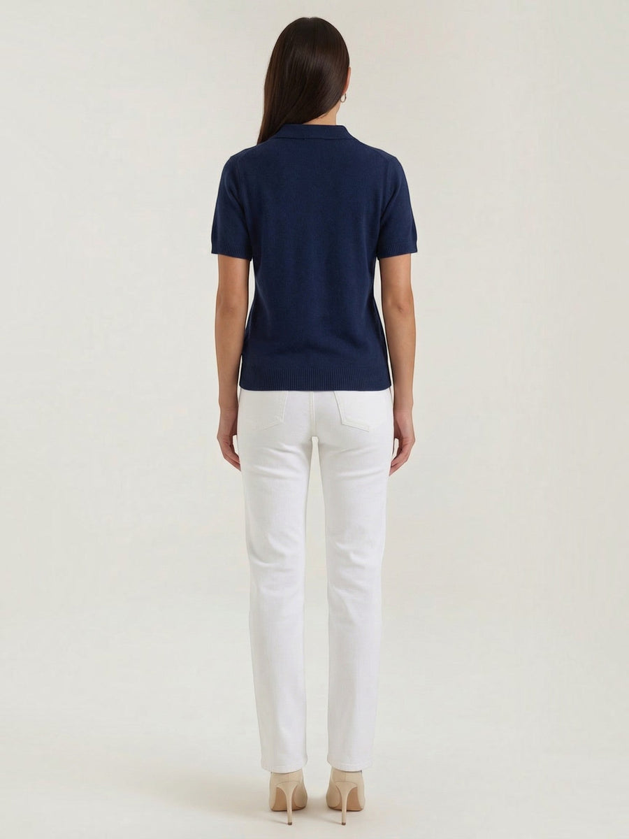 Rita Short Sleeve Knit Polo Top