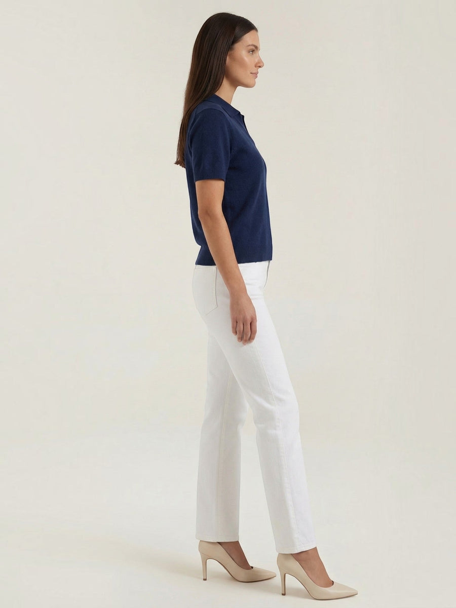 Rita Short Sleeve Knit Polo Top