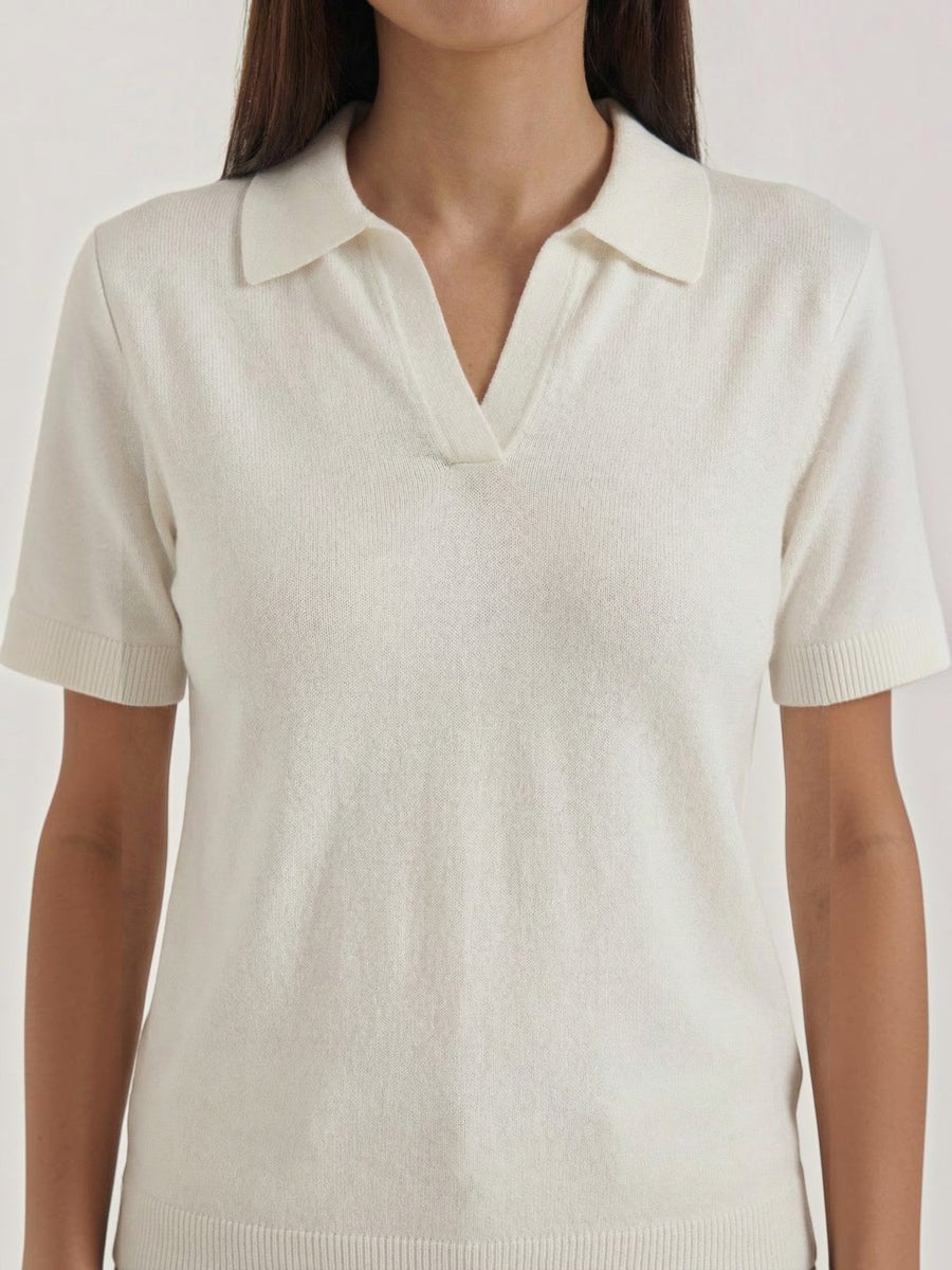 Rita Short Sleeve Knit Polo Top
