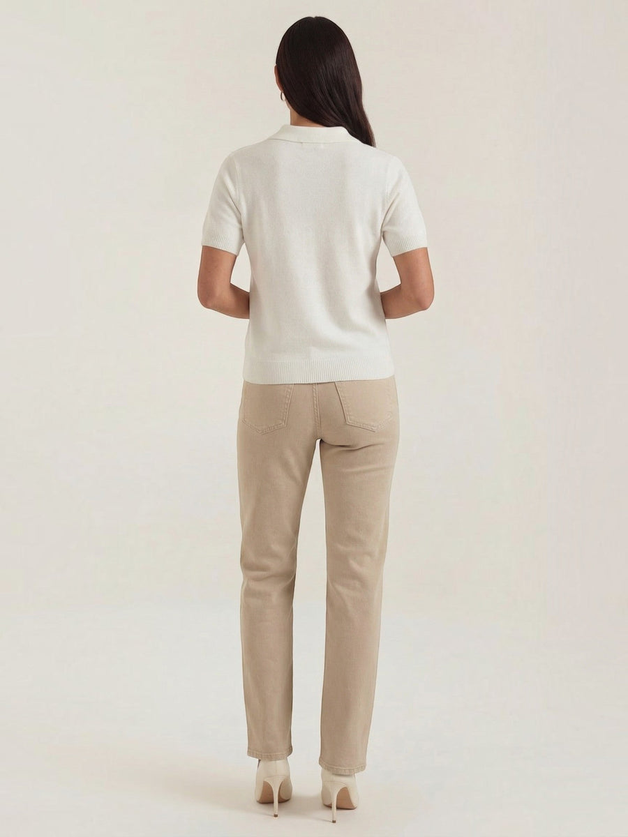 Rita Short Sleeve Knit Polo Top