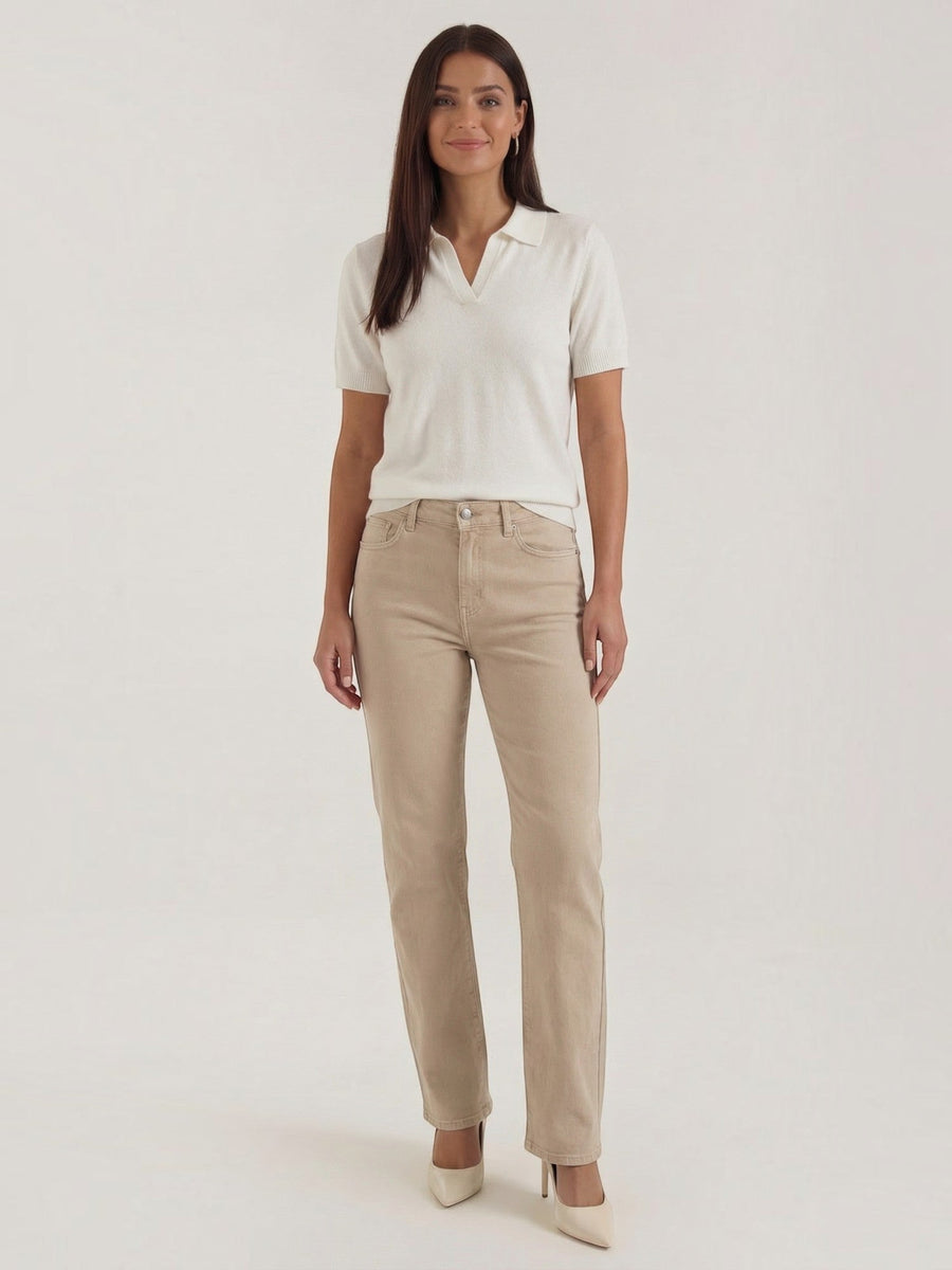Rita Short Sleeve Knit Polo Top