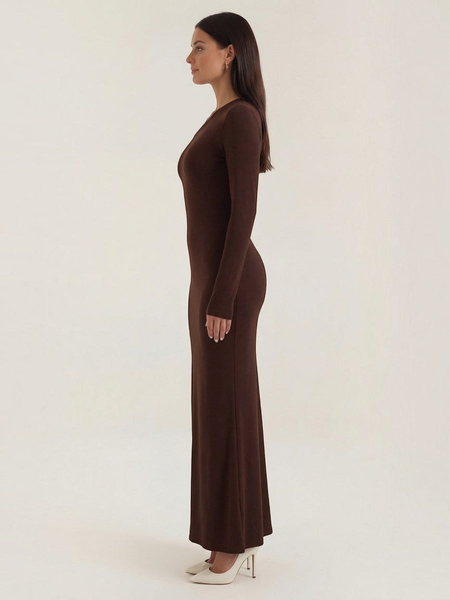 Roberta Asymmetric Neck Bodycon Maxi Dress
