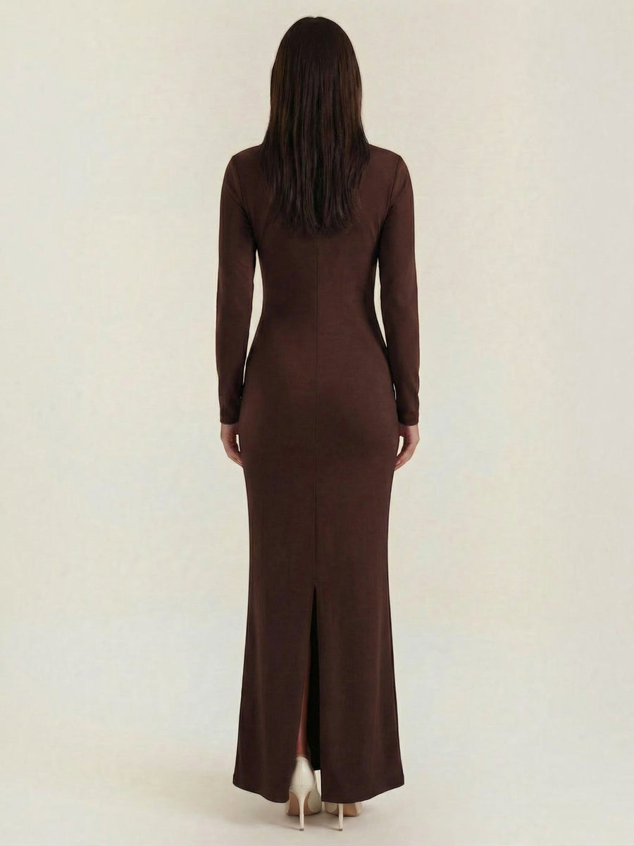 Roberta Asymmetric Neck Bodycon Maxi Dress