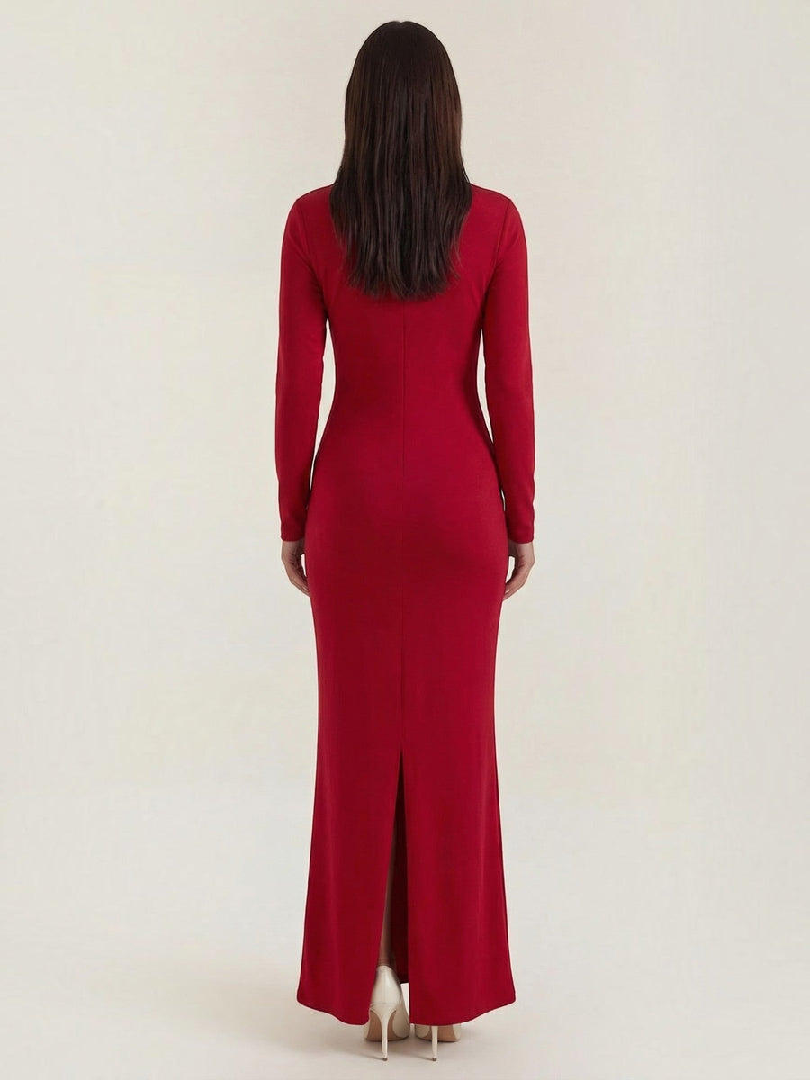 Roberta Asymmetric Neck Bodycon Maxi Dress
