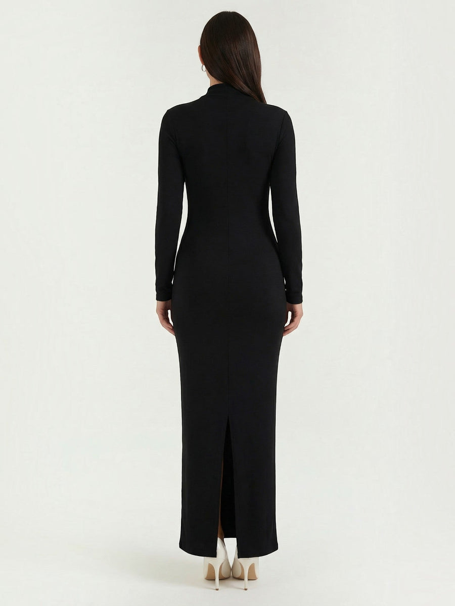 Roberta Asymmetric Neck Bodycon Maxi Dress