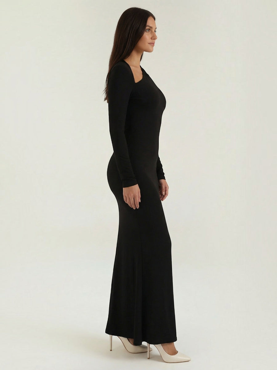 Roberta Asymmetric Neck Bodycon Maxi Dress