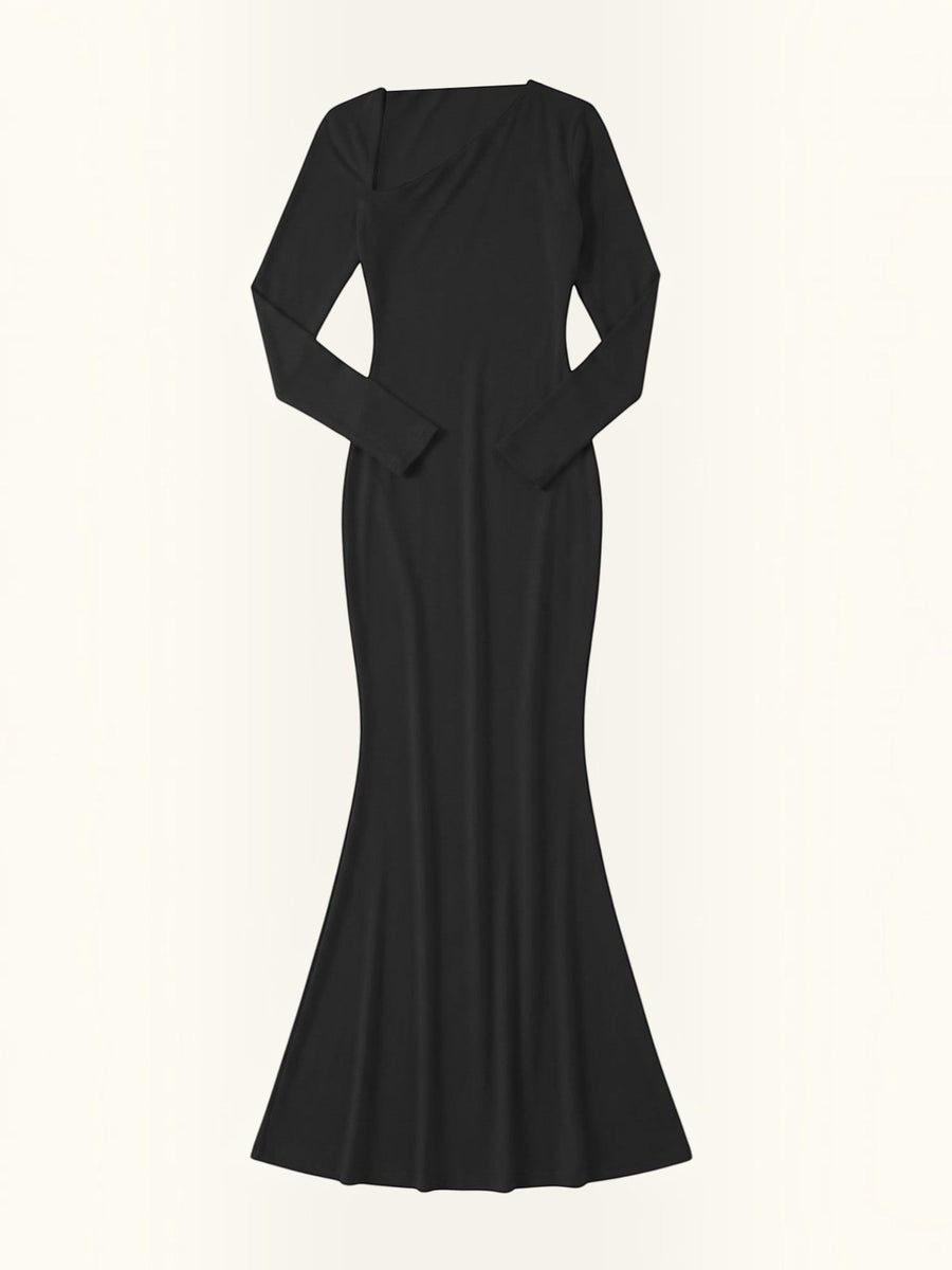Roberta Asymmetric Neck Bodycon Maxi Dress