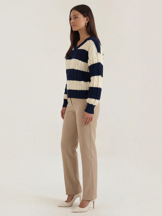 Robin Cable Knit Colour Block Sweater