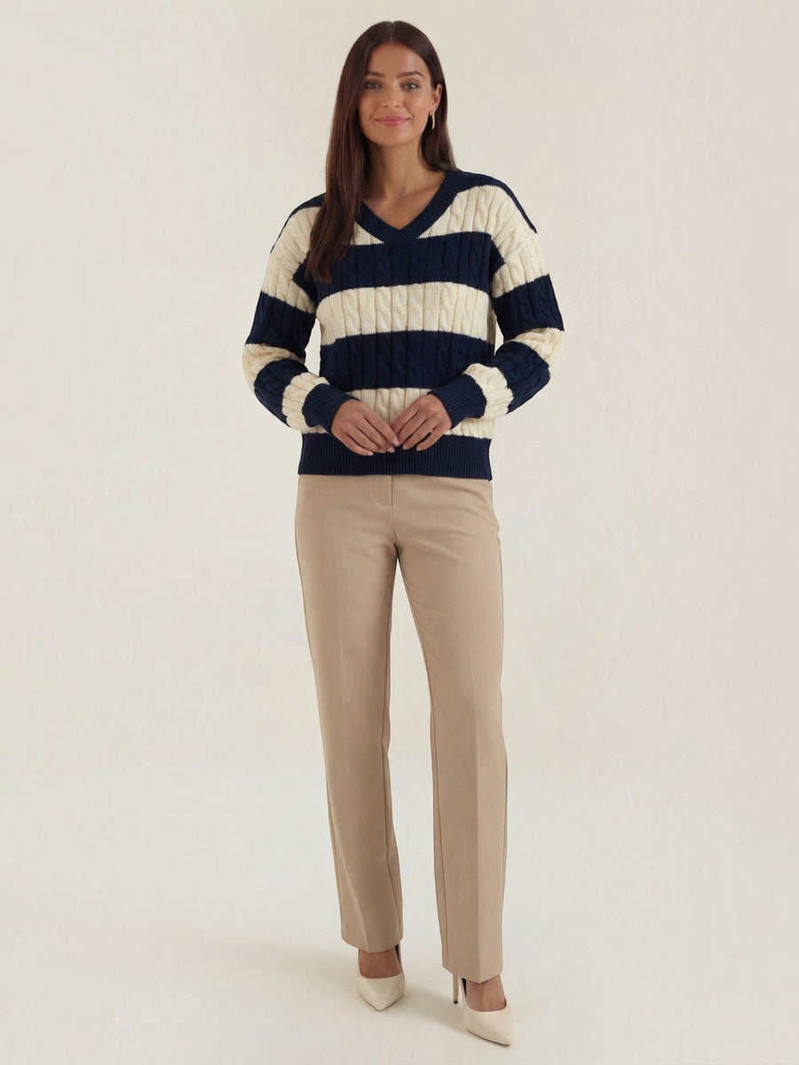 Robin Cable Knit Colour Block Sweater