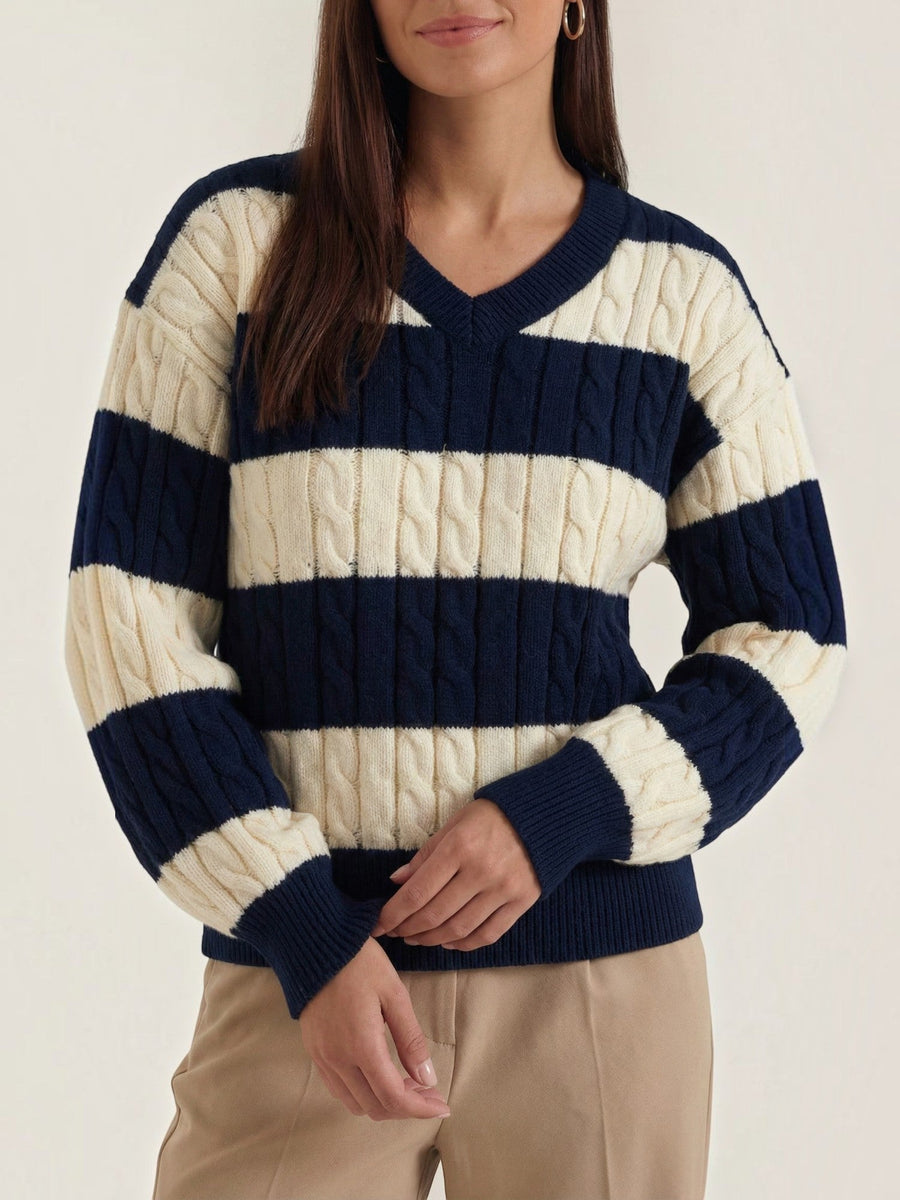 Robin Cable Knit Colour Block Sweater