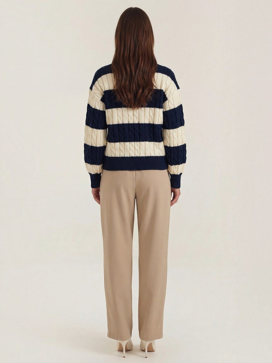Robin Cable Knit Colour Block Sweater