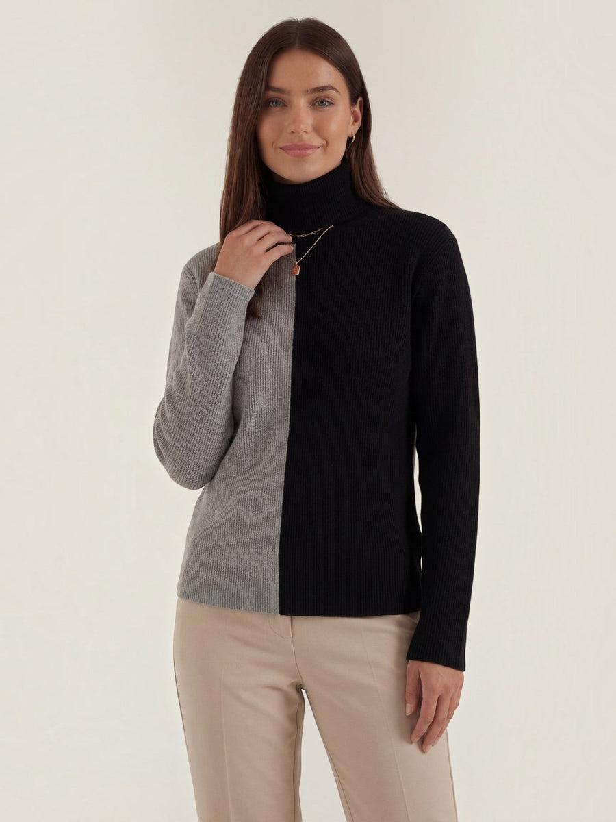 Shannon Colour Block Turtleneck Sweater