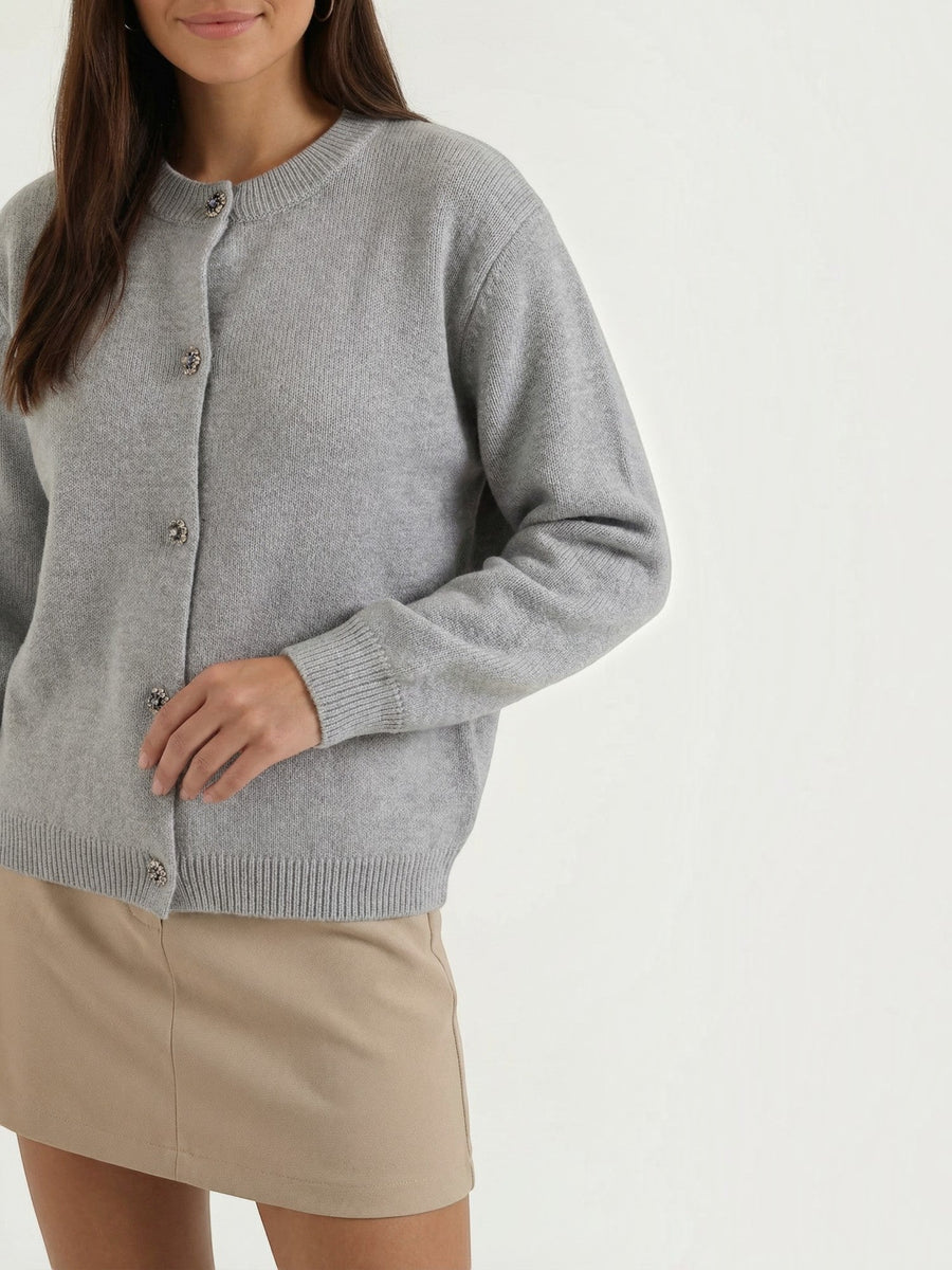 Sherry Flower Button Oversized Cardigan