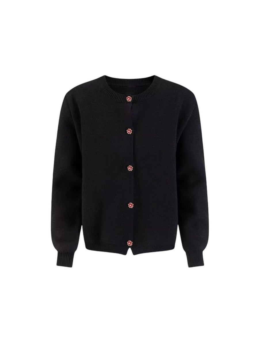 Sherry Flower Button Oversized Cardigan