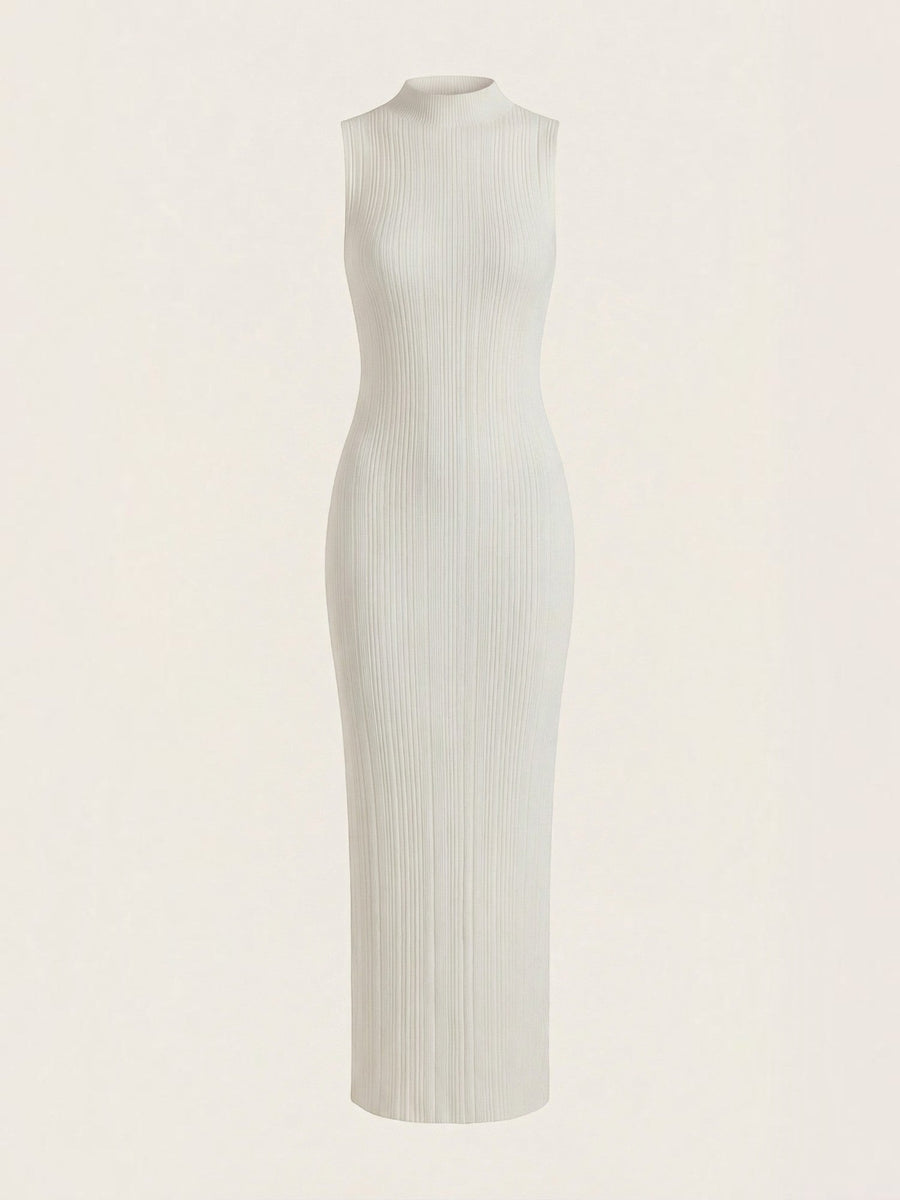 Sonia Mock Neck Ribbed Bodycon Maxi Dress