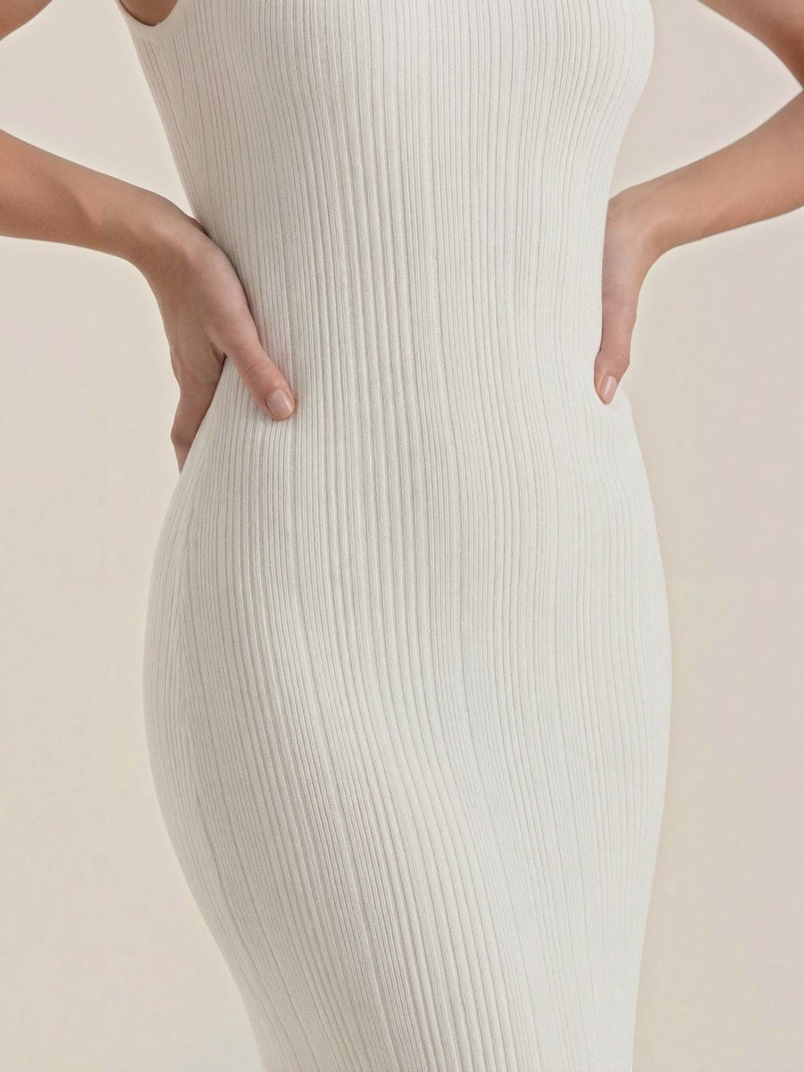Sonia Mock Neck Ribbed Bodycon Maxi Dress