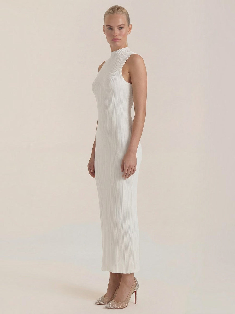 Sonia Mock Neck Ribbed Bodycon Maxi Dress