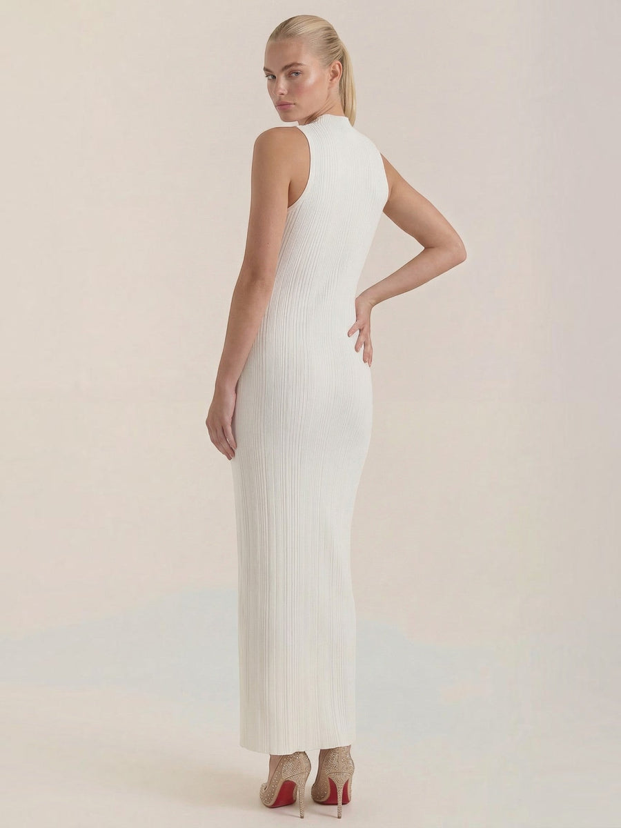 Sonia Mock Neck Ribbed Bodycon Maxi Dress