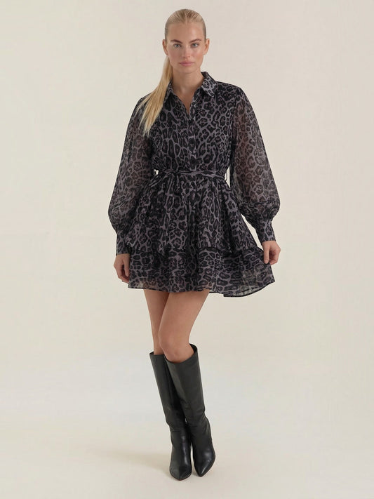 Stella Leopard Print Mini Shirt Dress