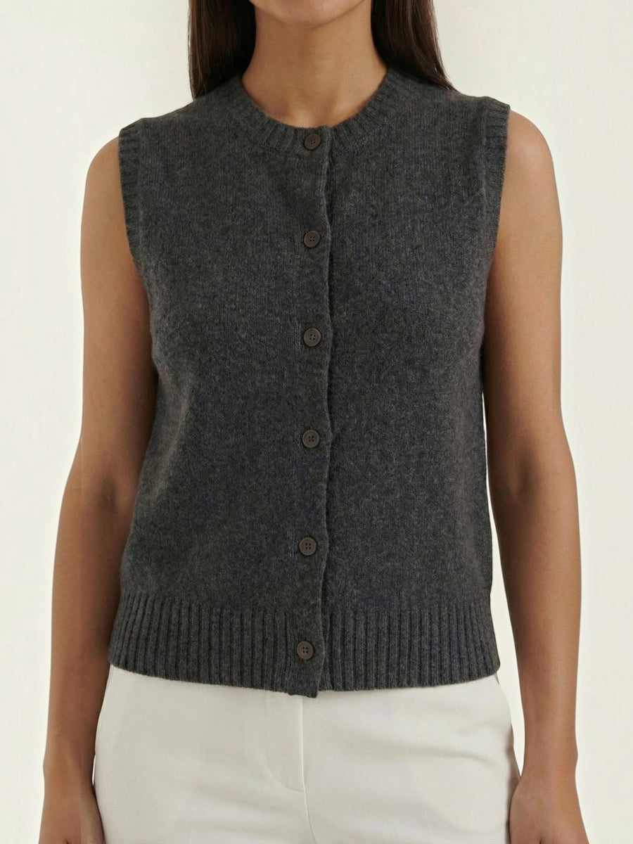 Sylvia Button Front Knit Vest