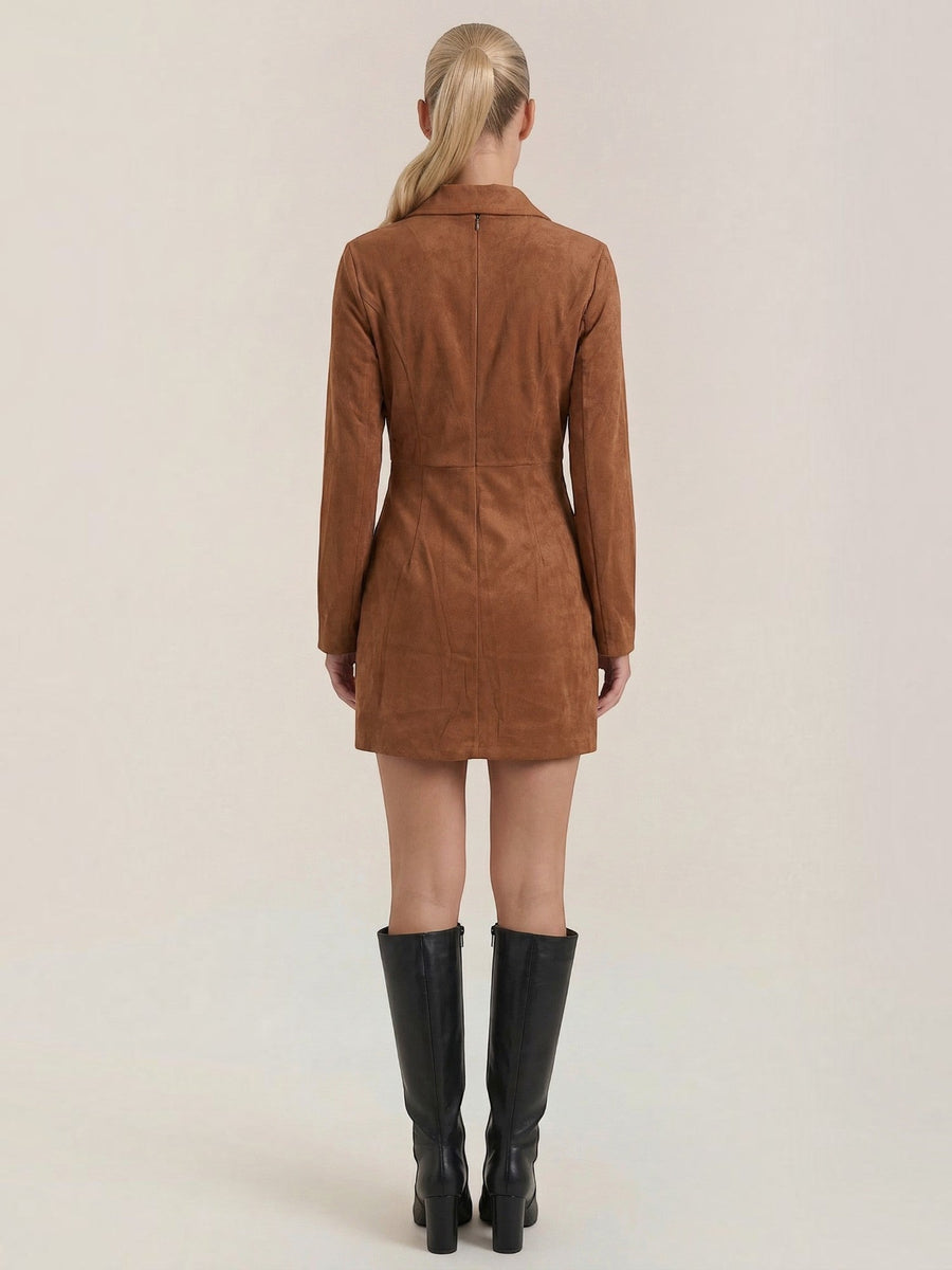 Tamara Suede Look Zip Front Mini Dress