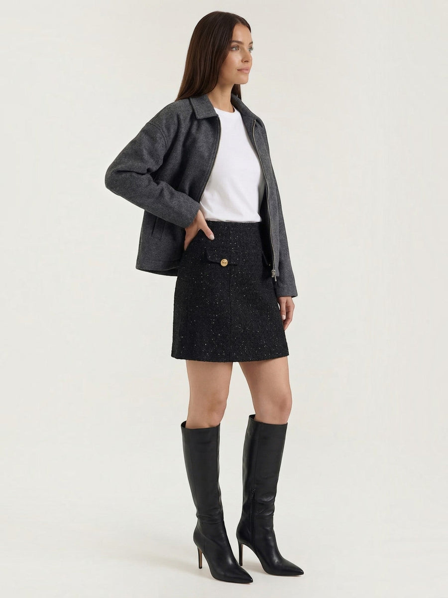 Tasha Glitter Boucle Mini Skirt