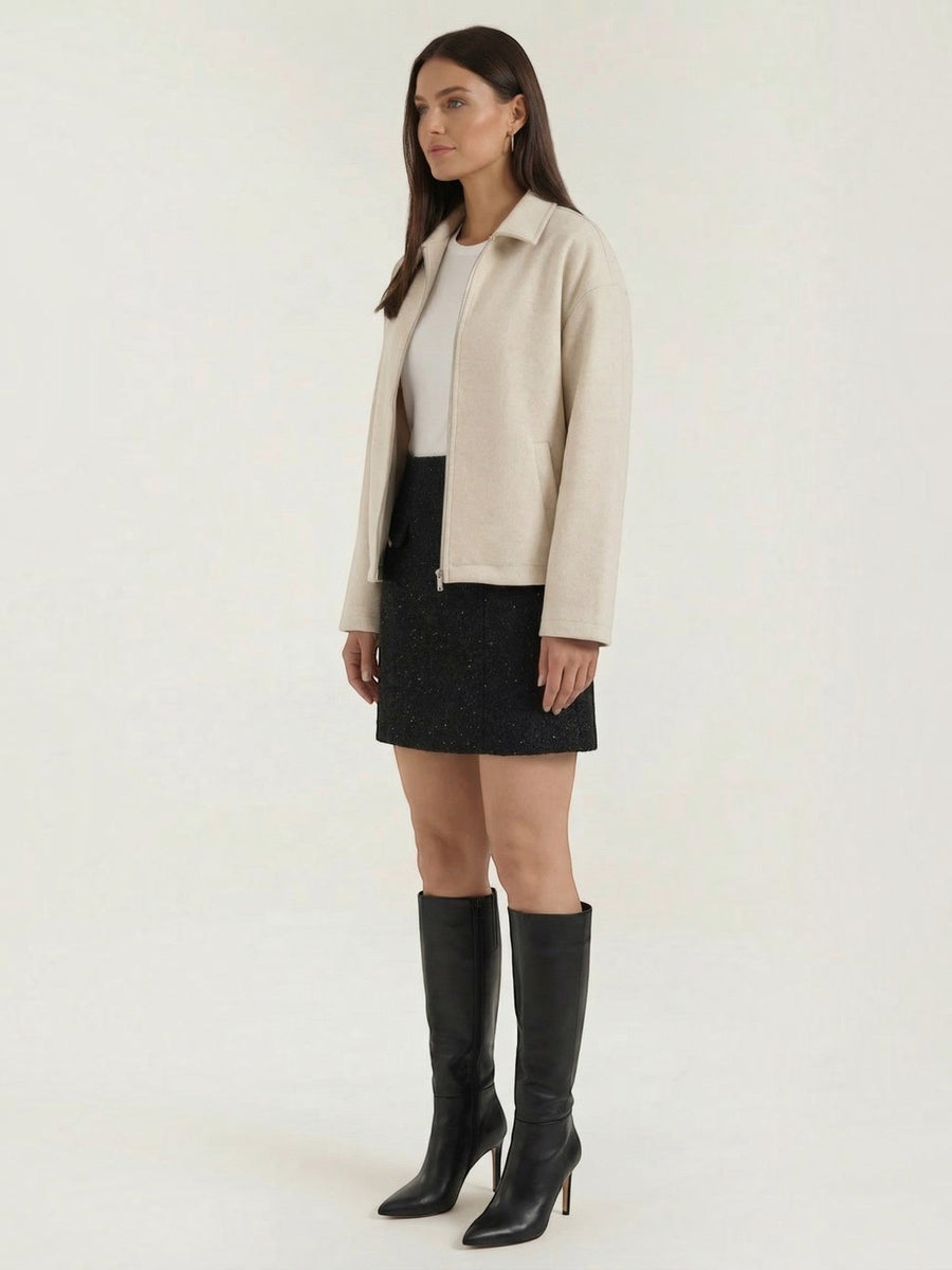 Teresa Zip Front Oversized Short Jacket