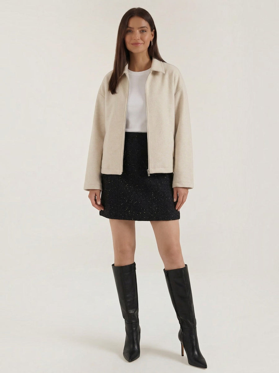 Teresa Zip Front Oversized Short Jacket