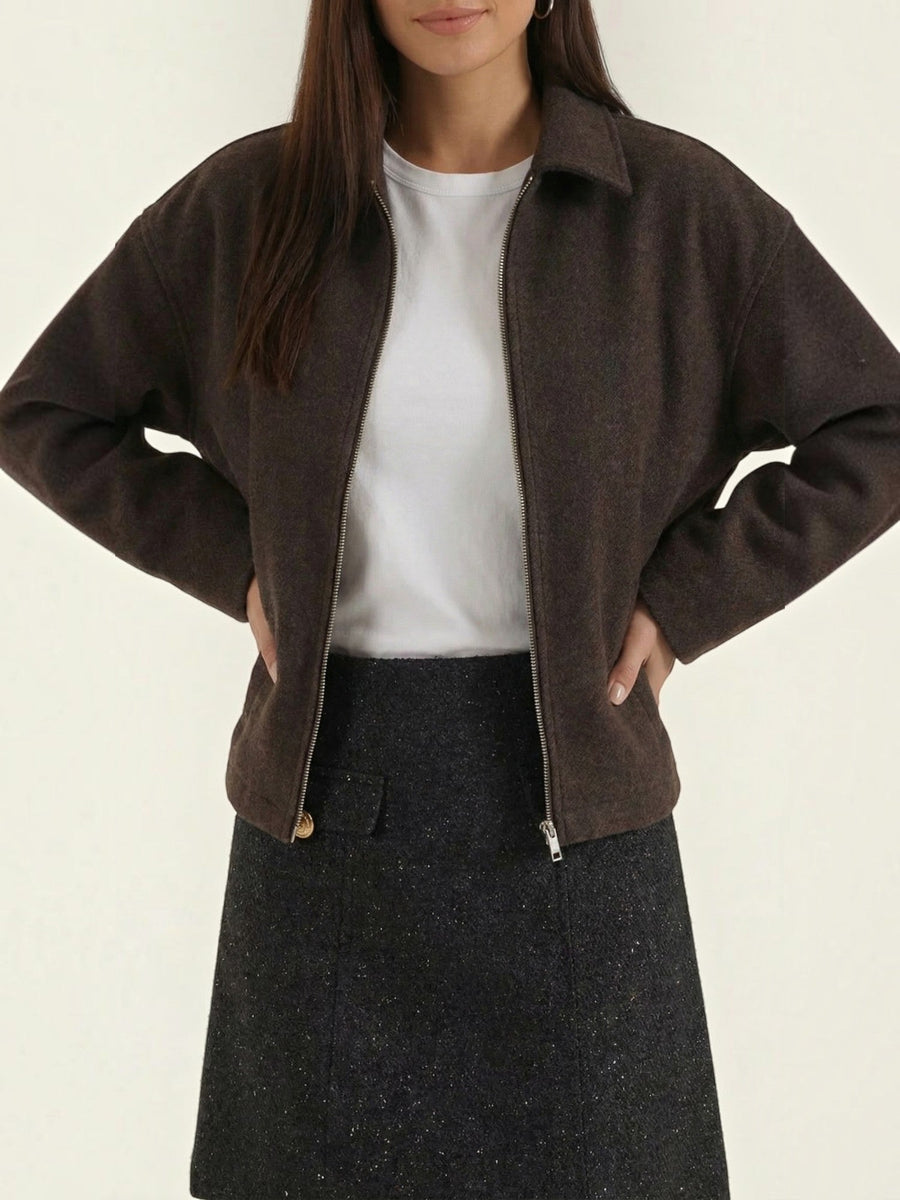 Teresa Zip Front Oversized Short Jacket