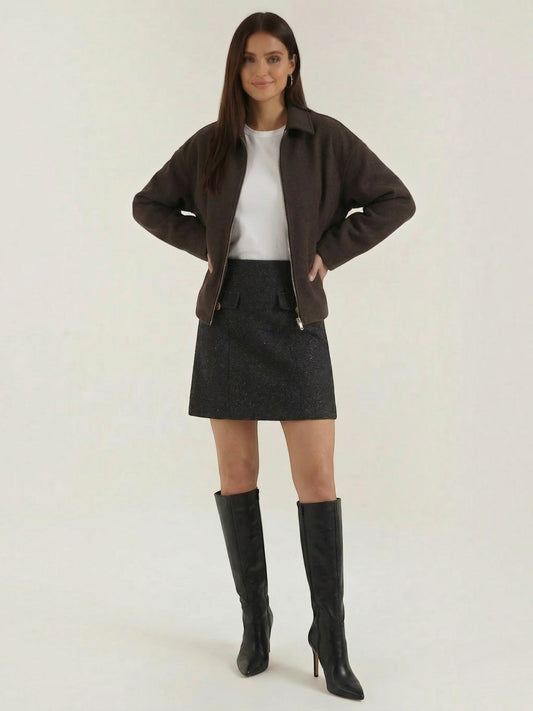 Teresa Zip Front Oversized Short Jacket