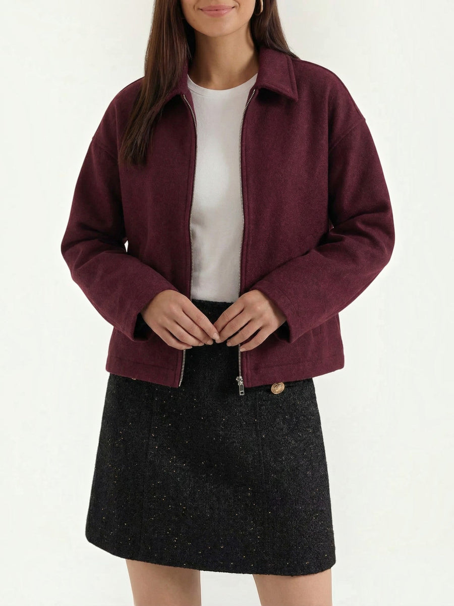 Teresa Zip Front Oversized Short Jacket